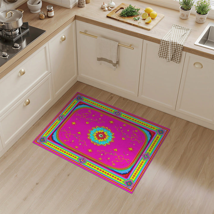 Pink Eye Mandala Boho Chic Area Rug