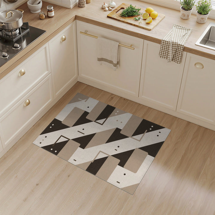 Modern Geometric Brown Tan Area Rug