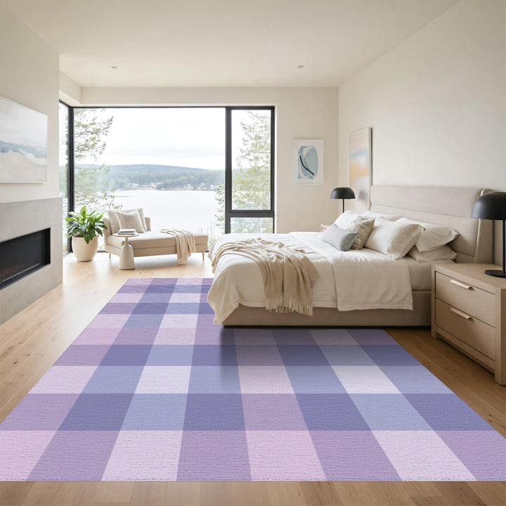 Soft Lavender Gingham Check Rug