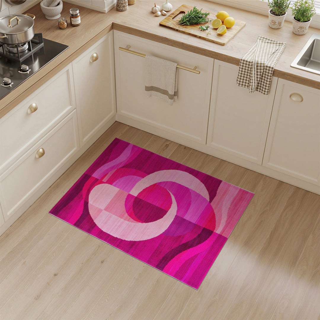 Pink Vibrant Pink Abstract Swirl Area Rug