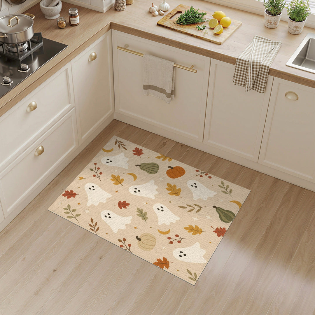 Ghost and Pumpkin Halloween Washable Area Rug