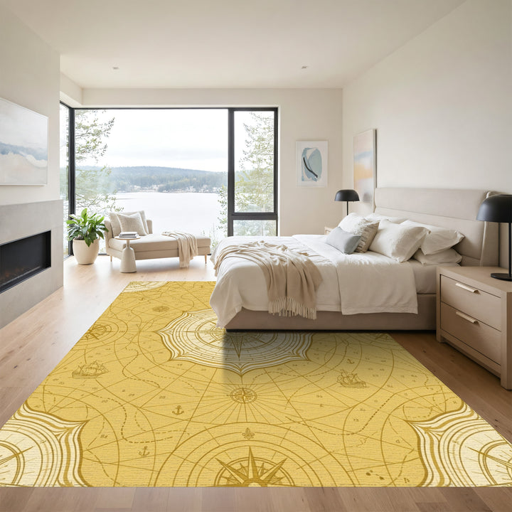 Nautical Compass Antique Map Rug