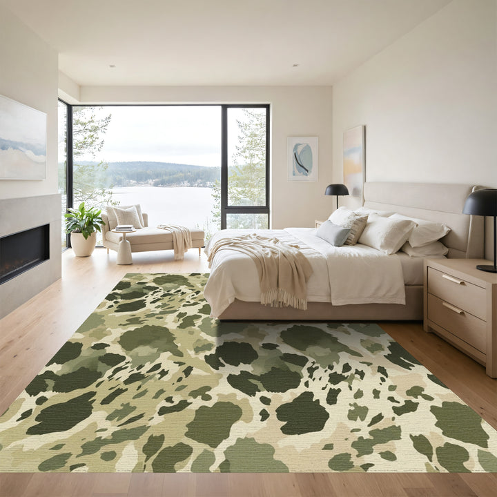 Earthy Camouflage Abstract Spots Rug