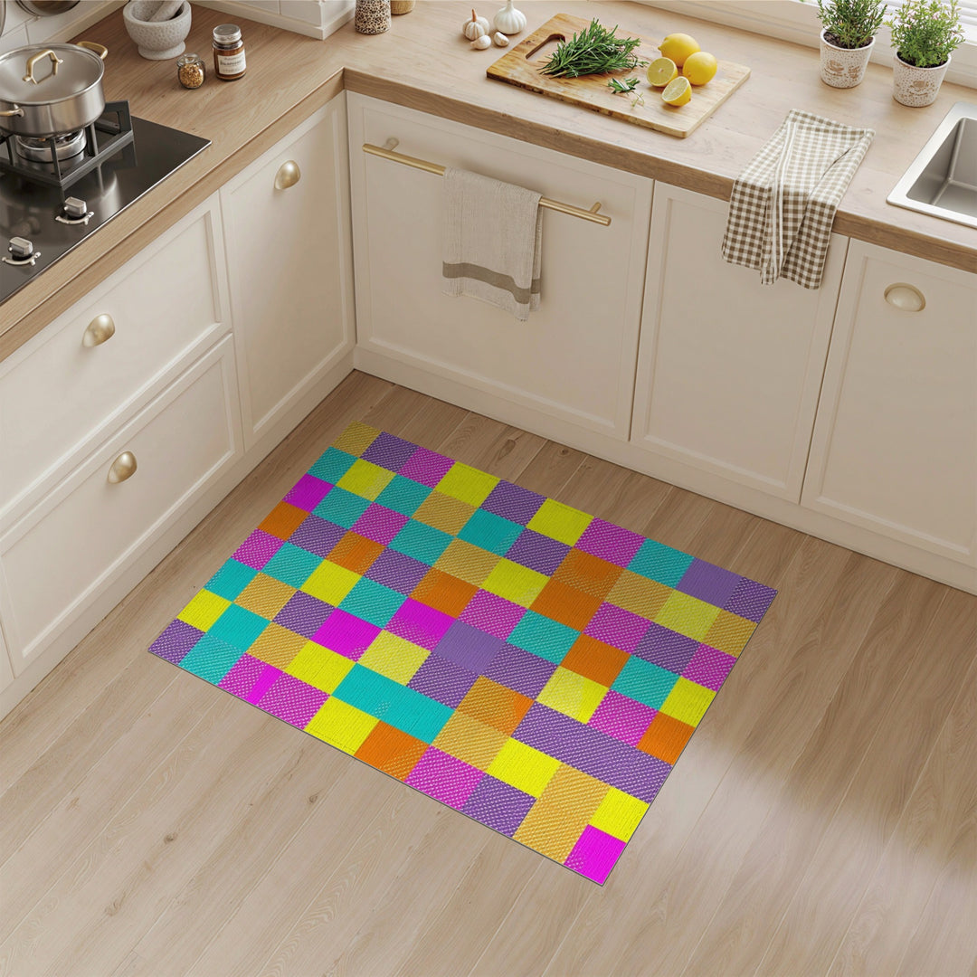 Vibrant Multi-Color Checkered Geometric Area Rug