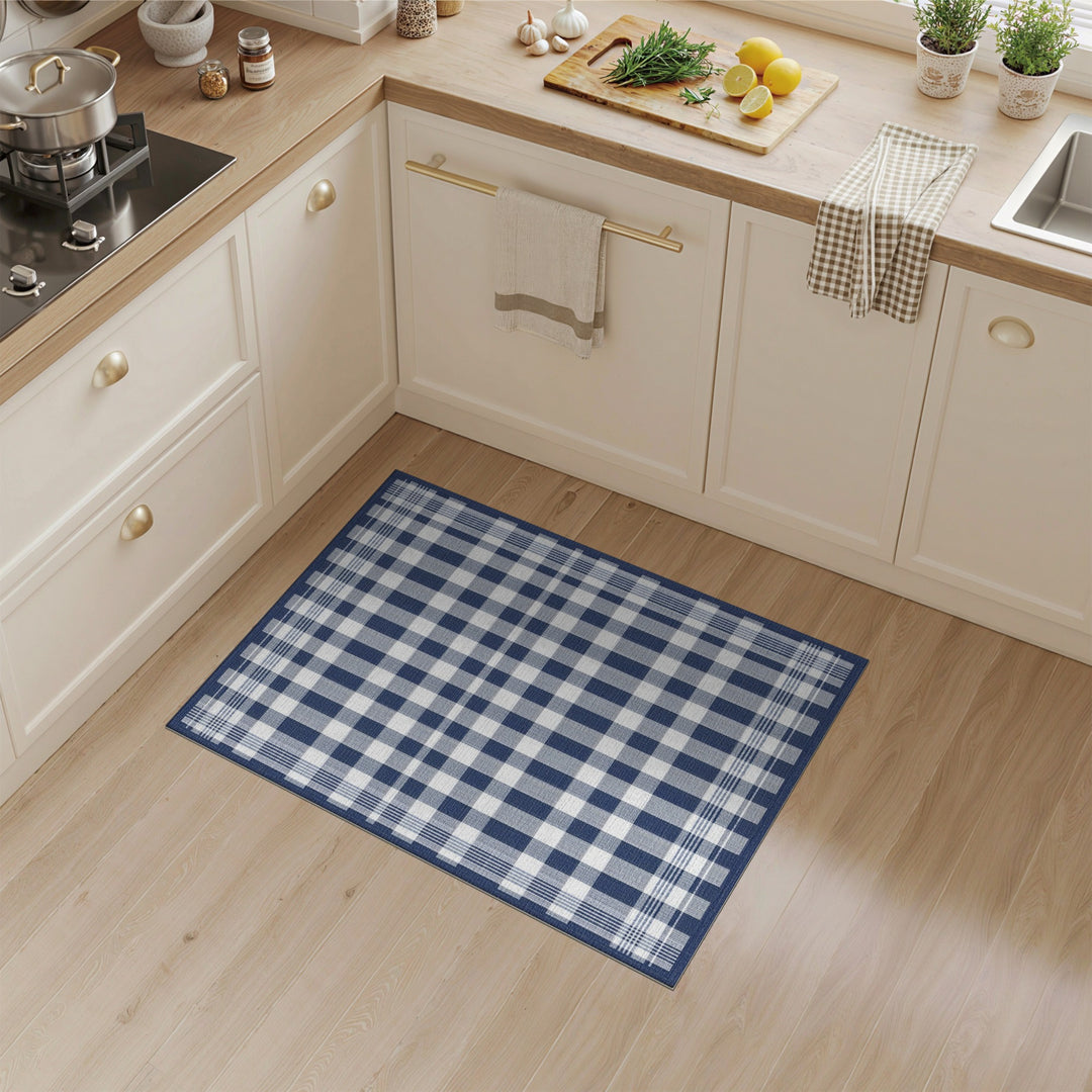 Navy Blue and Teal Navy Blue Checkered Area Rug
