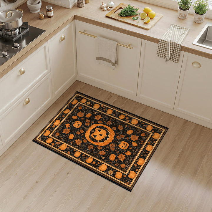 Fruit Pattern Orange Pumpkin Jack-o'-Lantern Area Rug