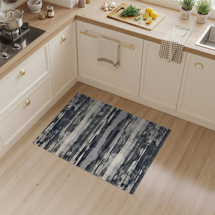 Distressed Vintage Black and White Black White Distressed Striped Area Rug