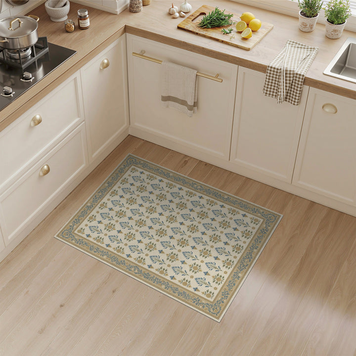 Blue Floral Vintage Area Rug