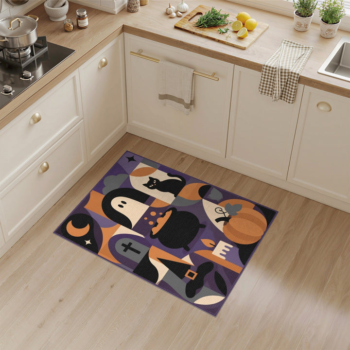 Halloween Ghost Cat Pumpkin Purple Rug