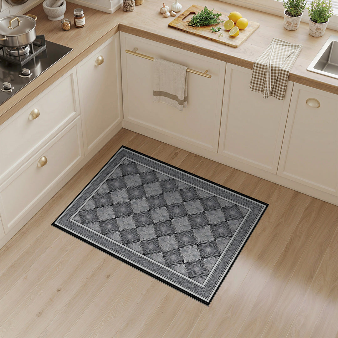 Black White Geometric Area Rug
