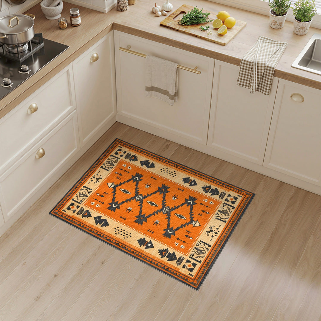 Orange Southwestern Geometric Area Rug