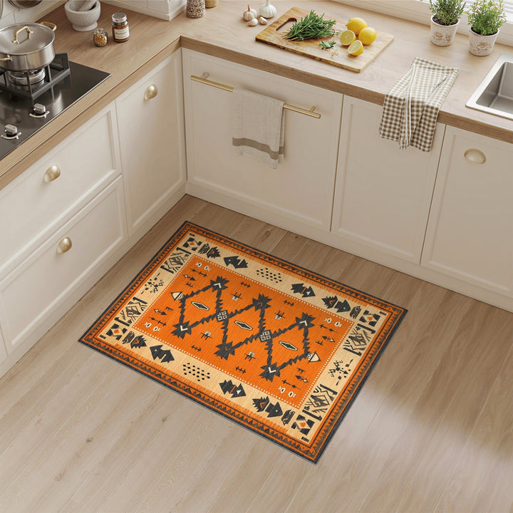 Orange Southwestern Geometric Area Rug