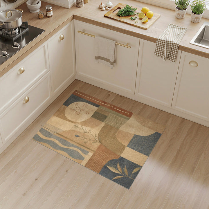 Abstract Brown Tan Geometric Area Rug