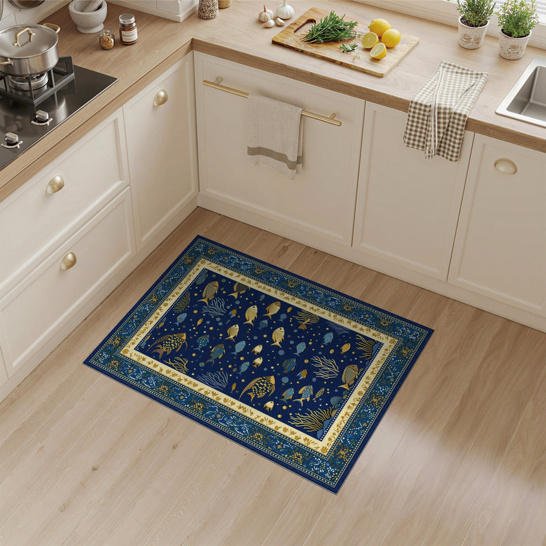 Blue Ocean Fish Coral Area Rug