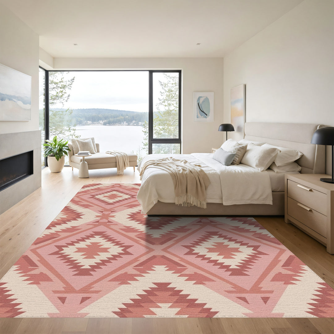 Rustic Rose Diamond Navajo Rug