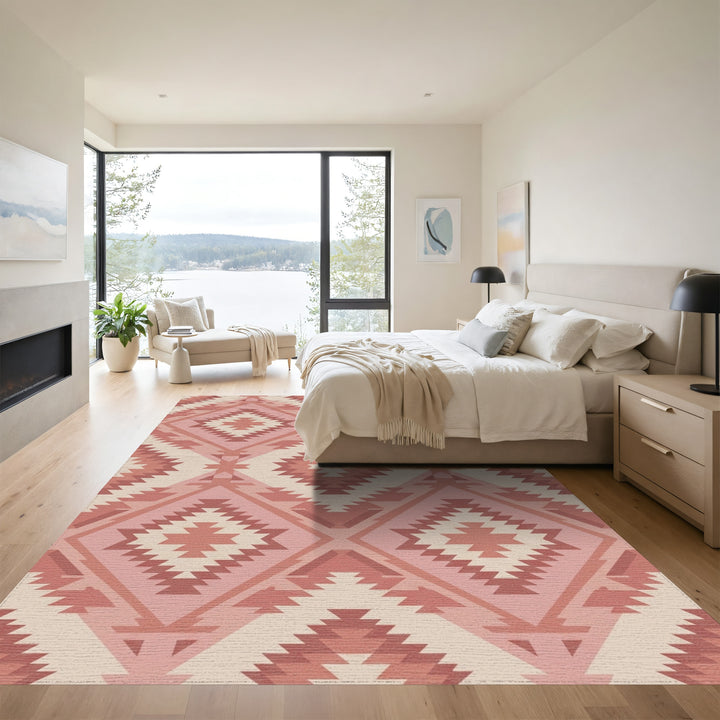 Rustic Rose Diamond Navajo Rug