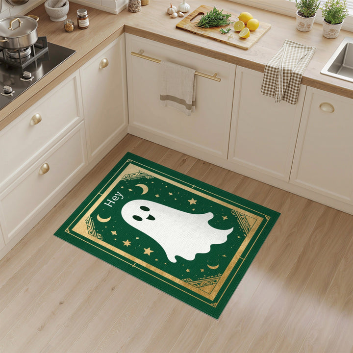 Cute Ghost Green Kids Area Rug