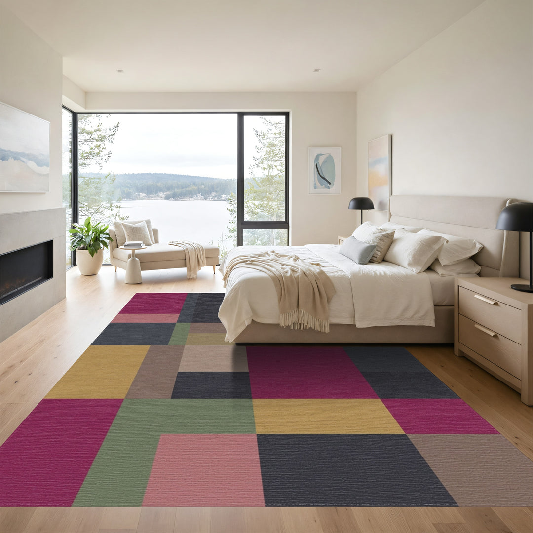 Bold Geometric Blocks Color Blocks Rug