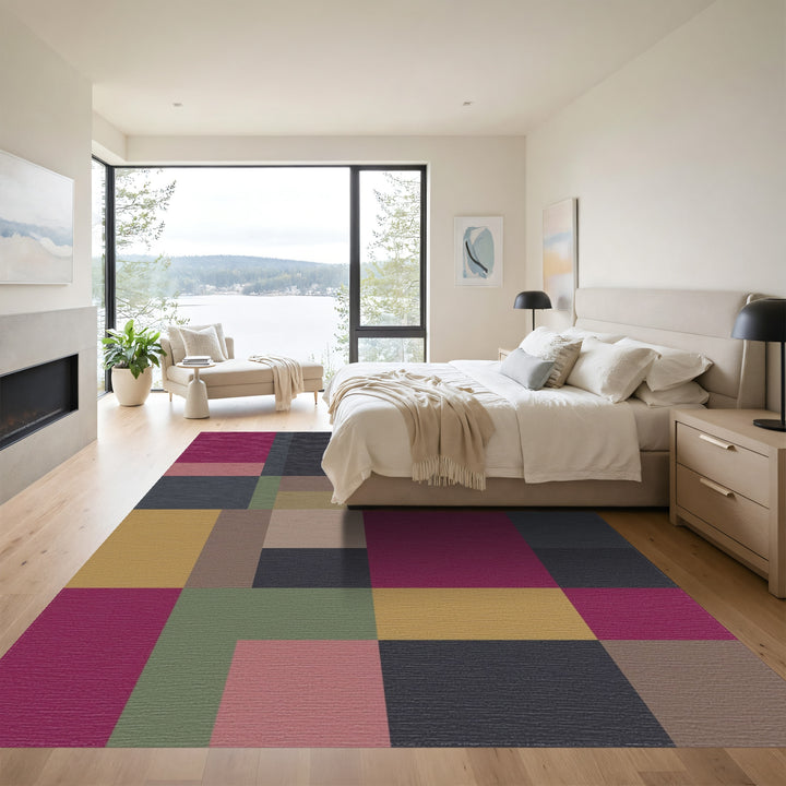 Bold Geometric Blocks Color Blocks Rug