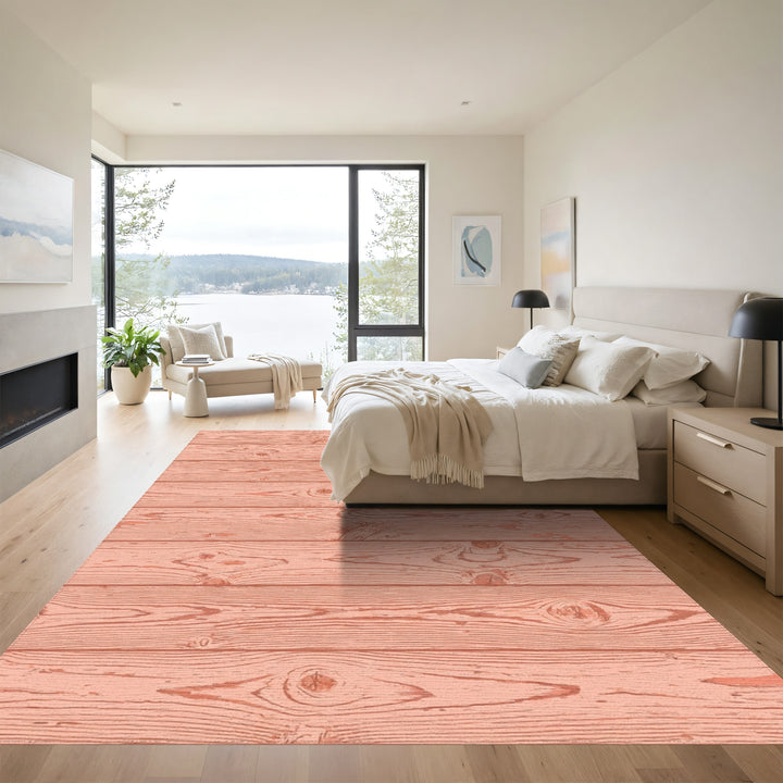 Coral Wood Plank Texture Rug