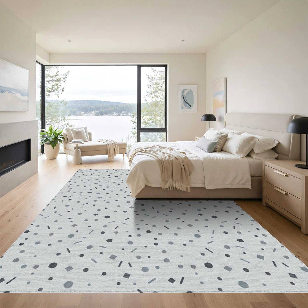 Subtle Gray Geometric Confetti Scatter Rug