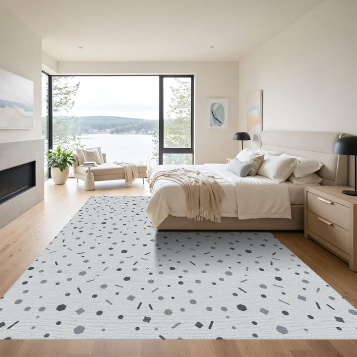 Subtle Gray Geometric Confetti Scatter Rug