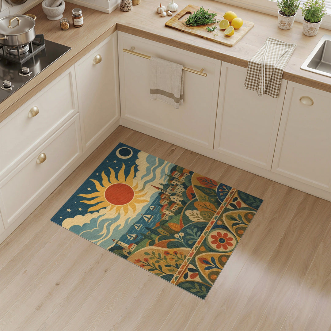 Coastal Sun and Sailboat Area Rug