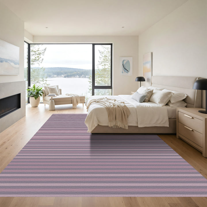 Muted Rose Horizontal Stripe Texture Rug