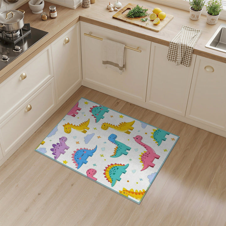 Multi-color and Patterns Colorful Dinosaur Kids Cartoon Area Rug
