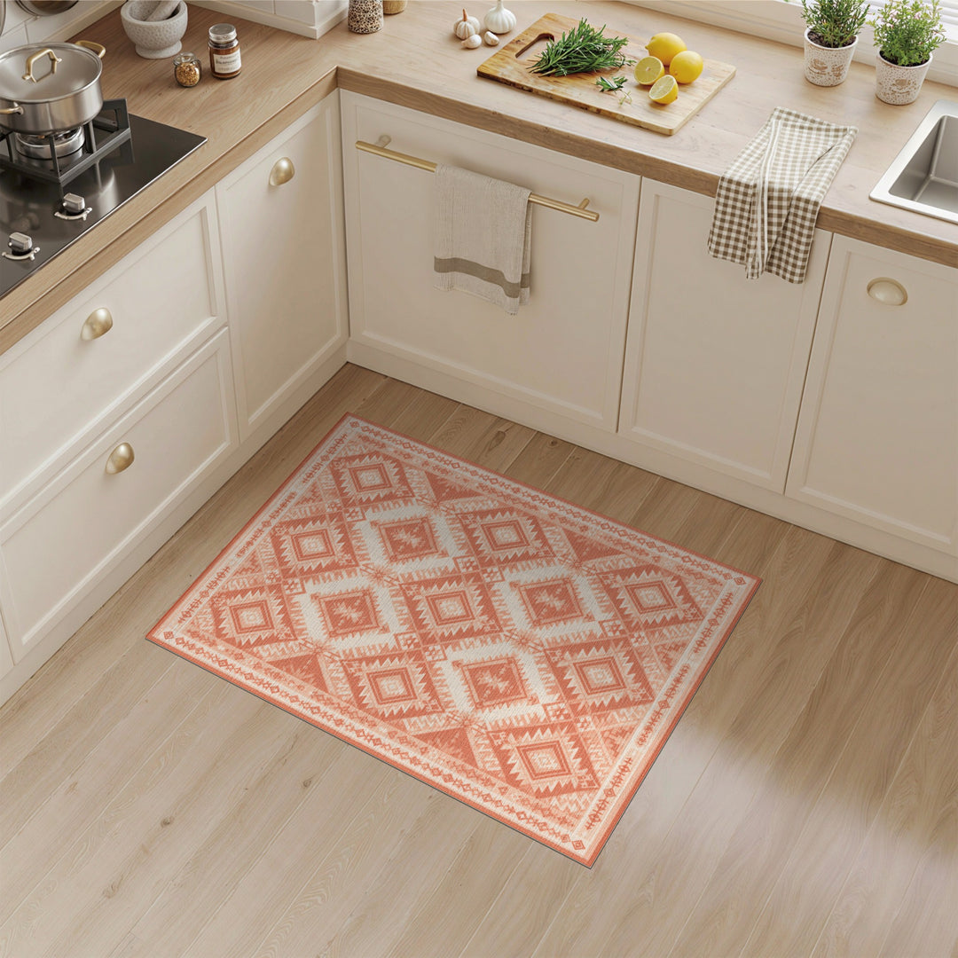 Orange Southwestern Geometric Area Rug