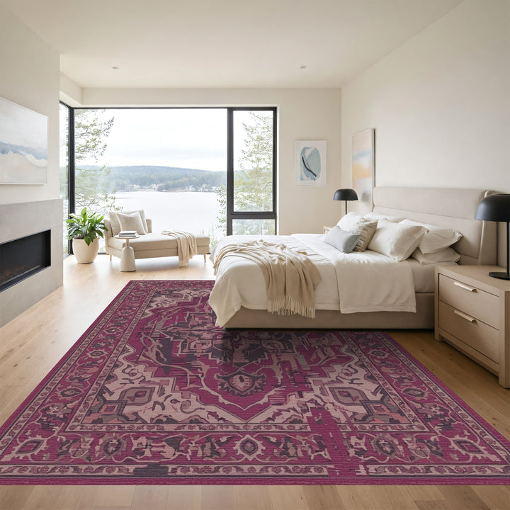 Aubergine Abstract Vintage Medallion Rug