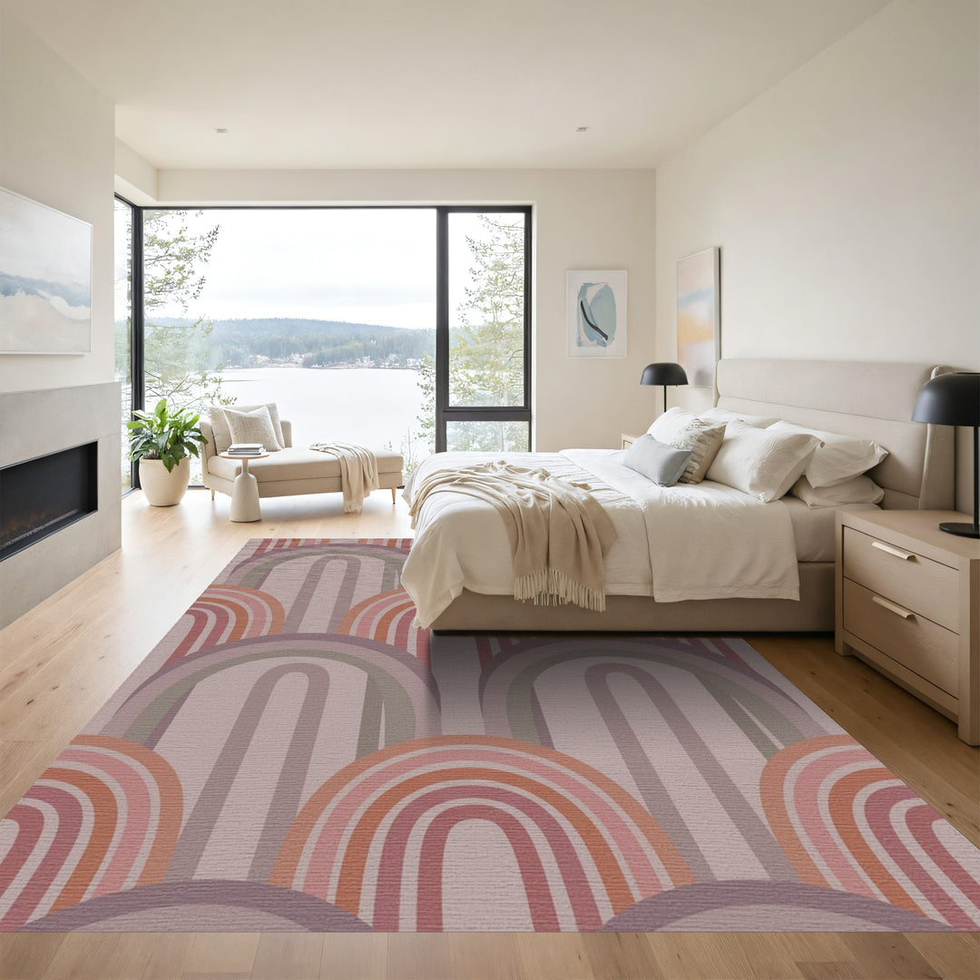 Mauve and Orange Archway Rainbow Rug
