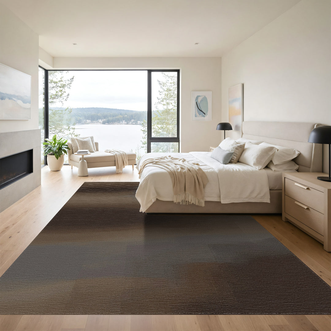 Earthy Brown Camouflage Abstract Rug