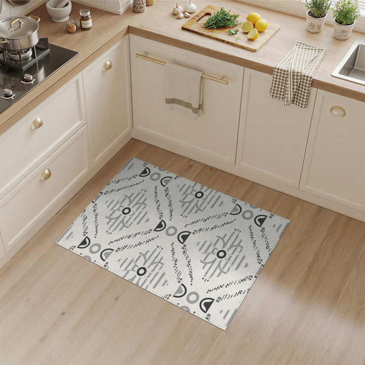 Black White Geometric Area Rug