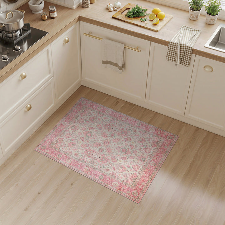 Pink Floral Vintage Area Rug