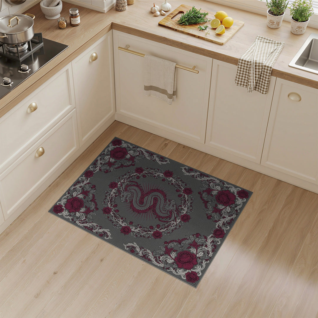 Red Dragon Rose Area Rug