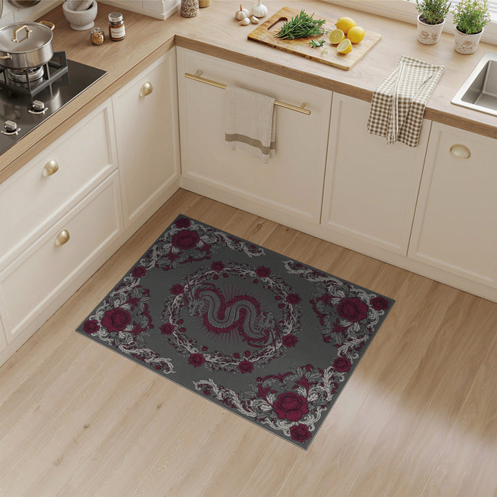 Red Dragon Rose Area Rug
