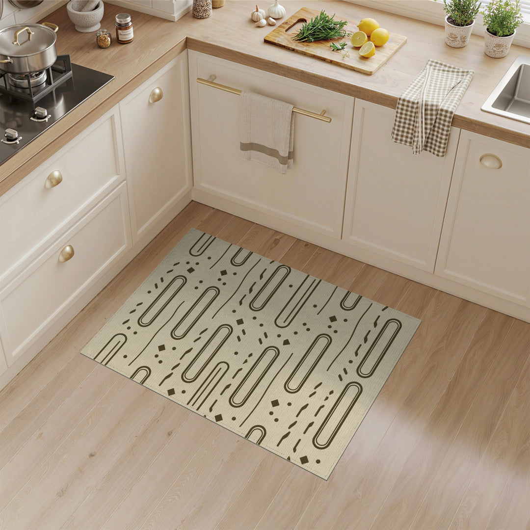 Beige Geometric Modern Area Rug