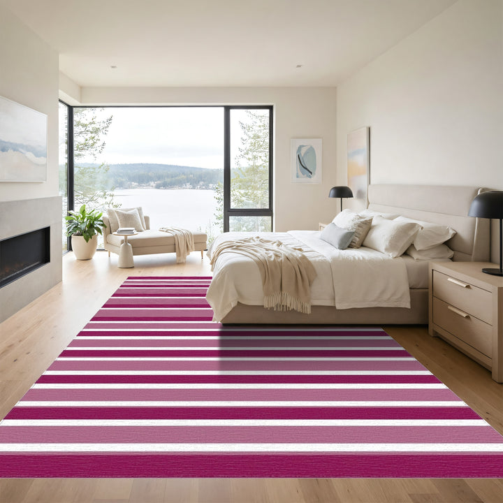 Crimson Pink Gradient Stripe Rug