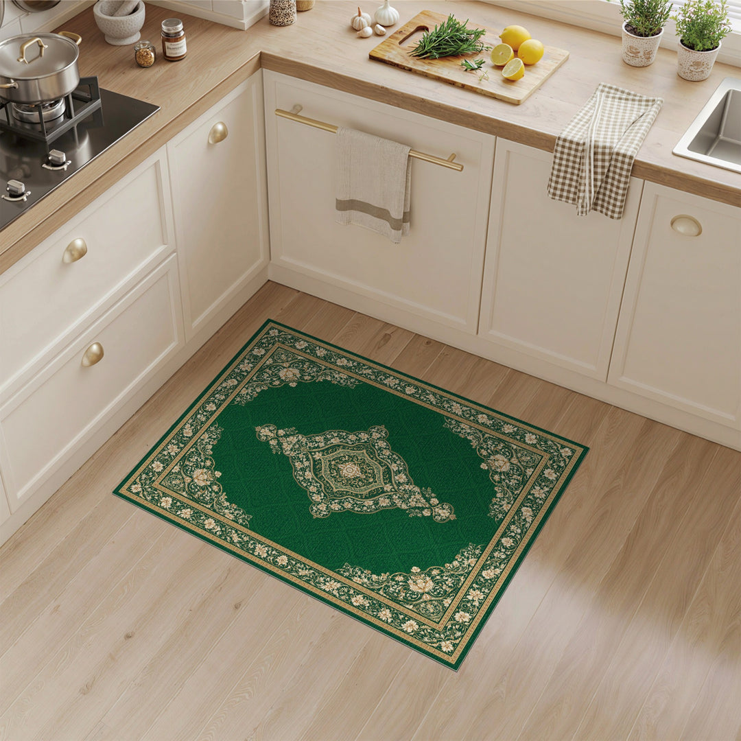 Green Gold Floral Persian Area Rug