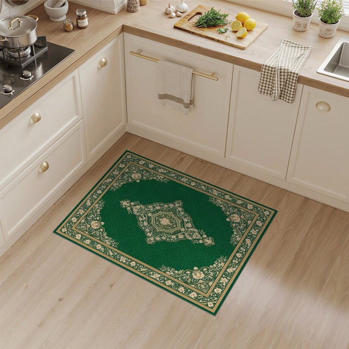 Green Gold Floral Persian Area Rug