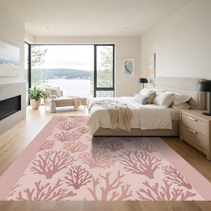 Soft Coral Branch Repeating Wallpaper Rug