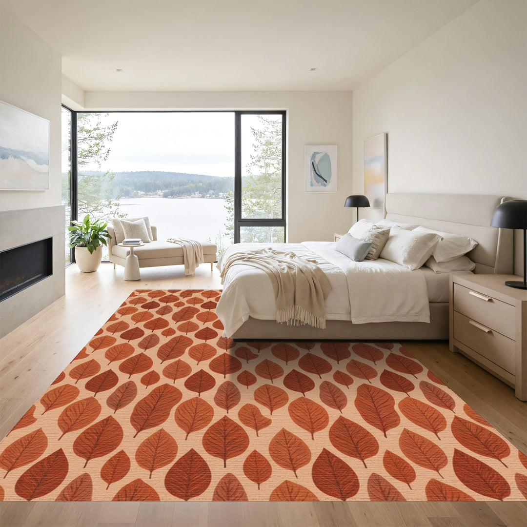 Earthy Autumn Leaf Arrangement Rug