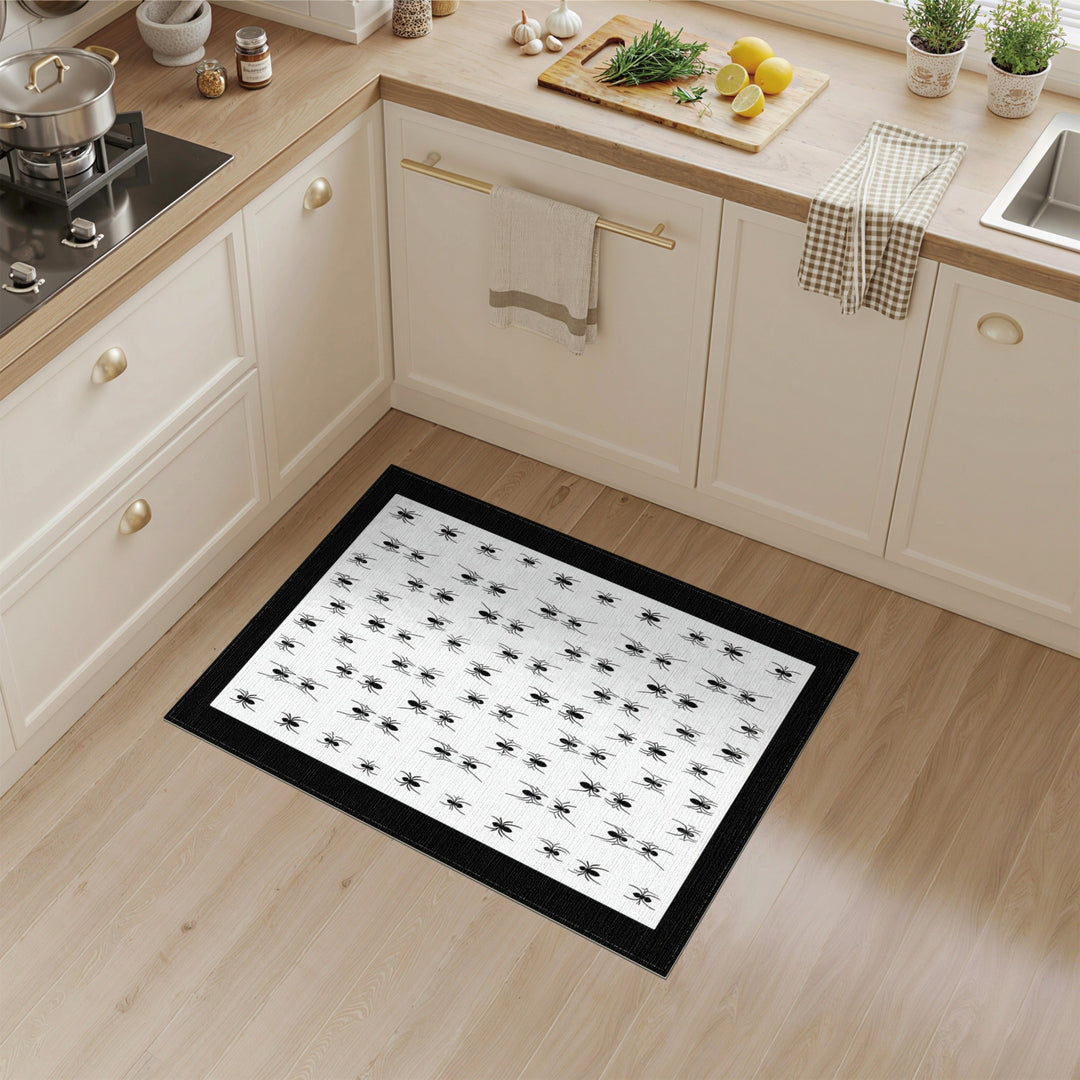 Black Spider Silhouette Washable Area Rug
