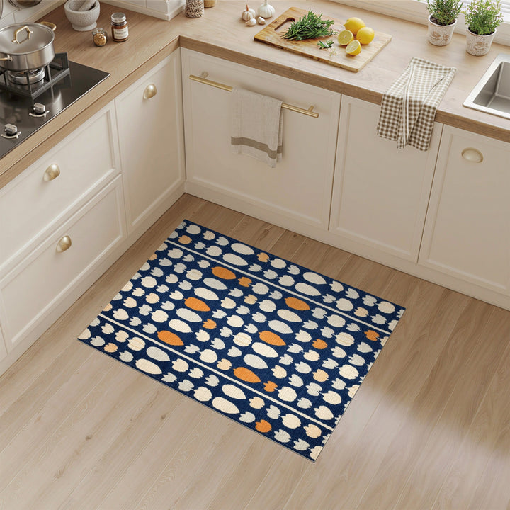 Navy Blue Tulip Striped Area Rug