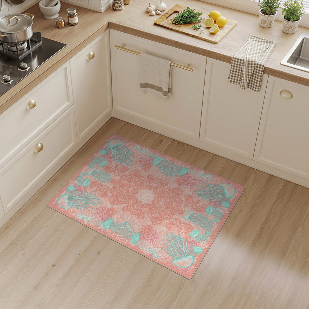 Pink Jellyfish Coral Coastal Area Rug