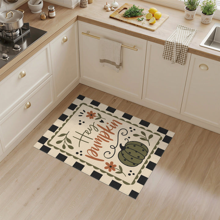 Hey Pumpkin Checkered Area Rug