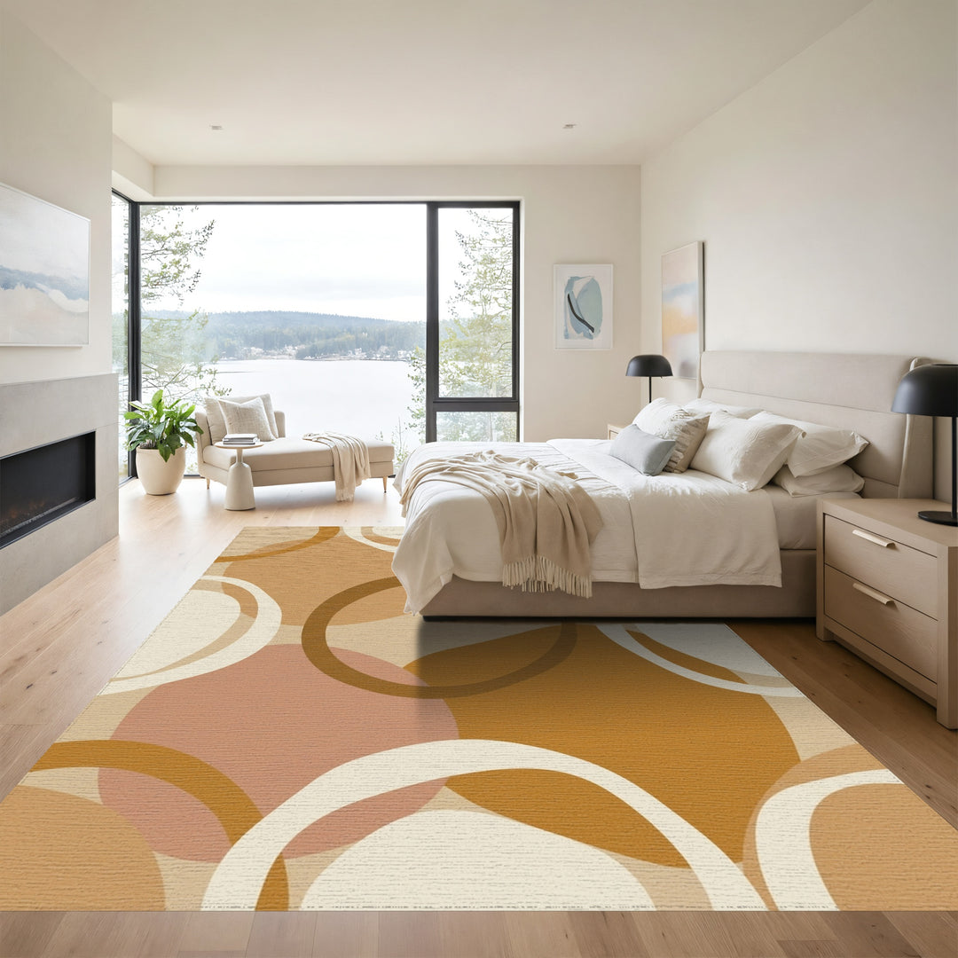 Earthy Geometric Abstract Circles Rug