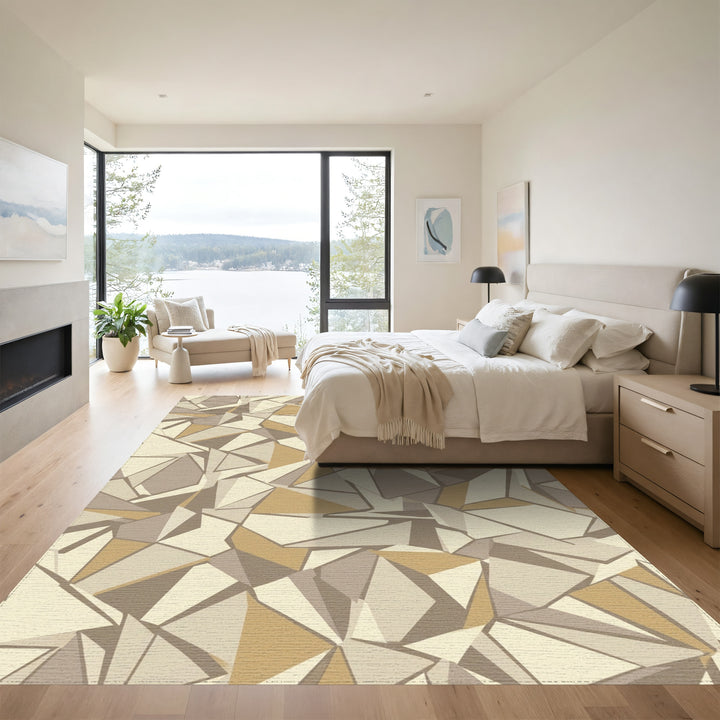 Earthy Geometric Faceted Arrangement Rug