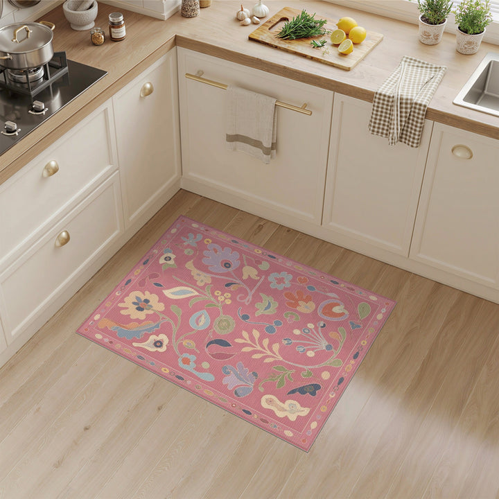 Pink Floral Vintage Area Rug